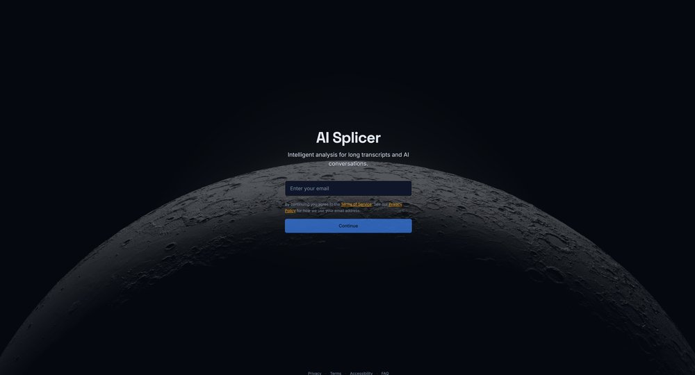 The AI Splicer landing page, the second product built on Lovable&rsquo;s free day